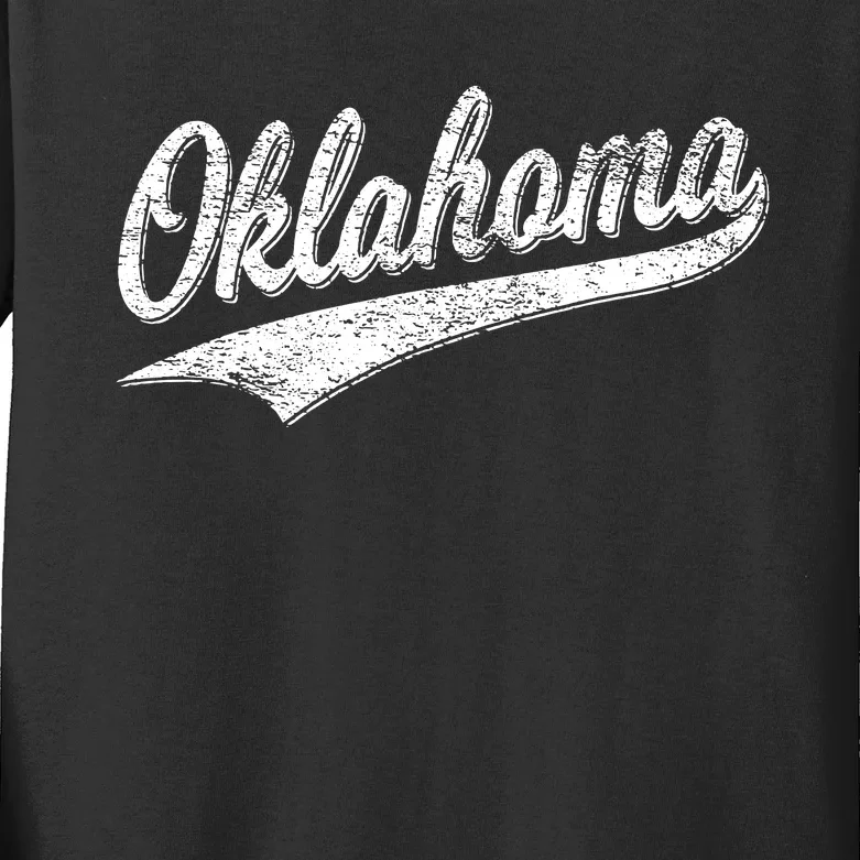 Oklahoma Varsity Script Classic Sports Athletic Jersey Style Kids Long Sleeve Shirt