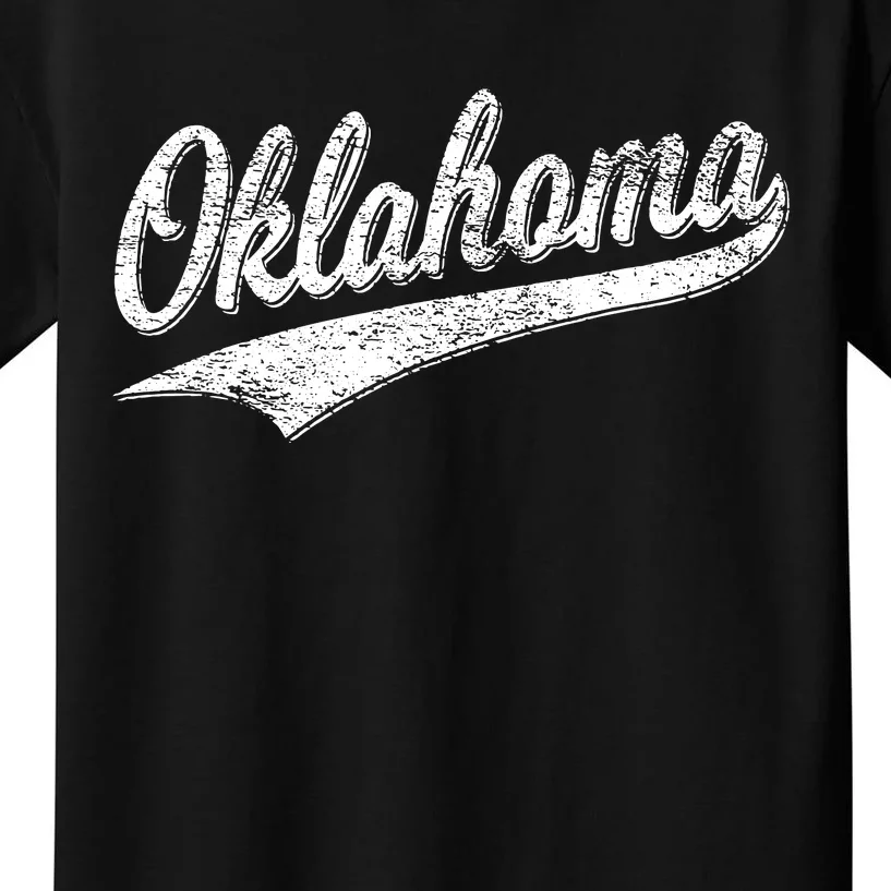 Oklahoma Varsity Script Classic Sports Athletic Jersey Style Kids T-Shirt