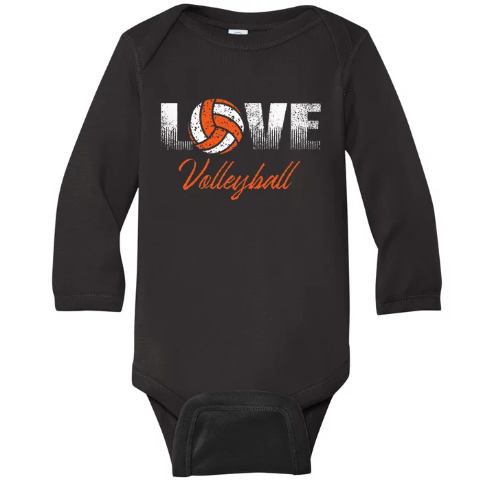 Orange Volleyball Team Or Player Gift Baby Long Sleeve Bodysuit