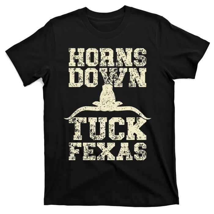 Oklahoma vs Texas Rivalry Horns Down Tuck Fexas T-Shirt