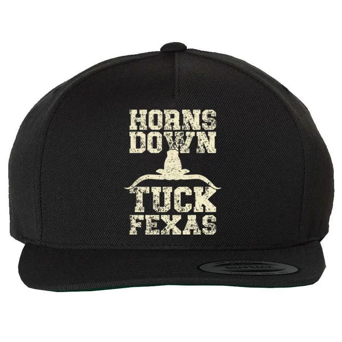 Oklahoma vs Texas Rivalry Horns Down Tuck Fexas Wool Snapback Cap