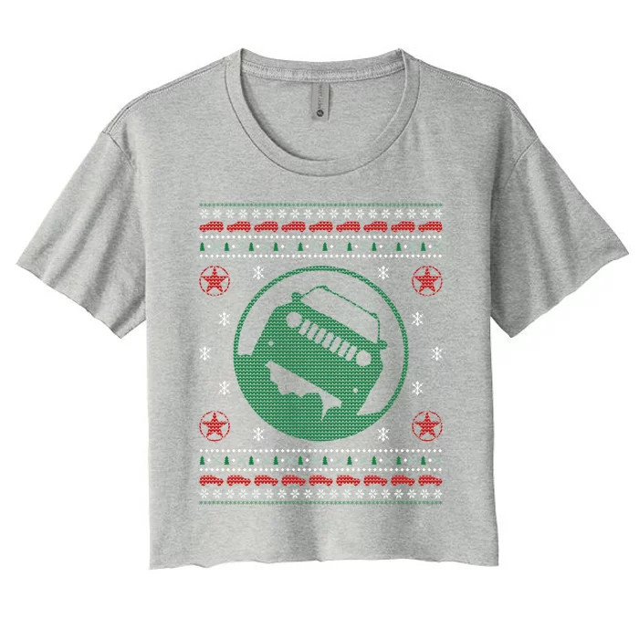 Offroad Vehicle Ugly Christmas Sweater Outdoor Gift Women's Crop Top Tee