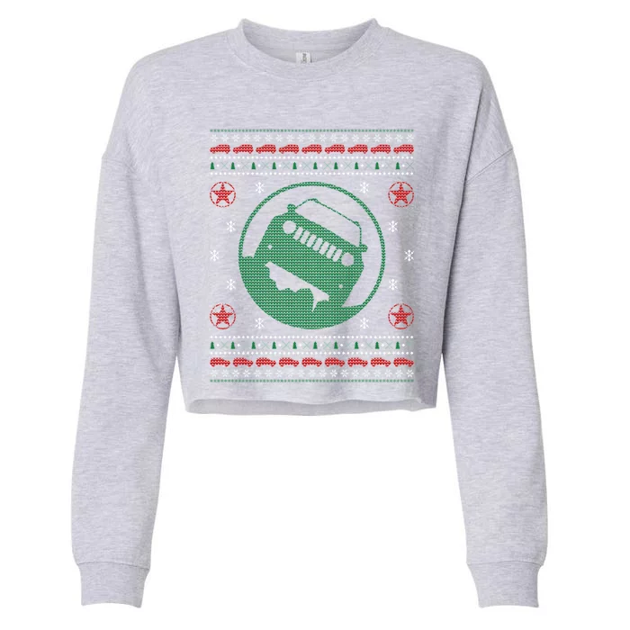 Offroad Vehicle Ugly Christmas Outdoor Gift Cropped Pullover Crew