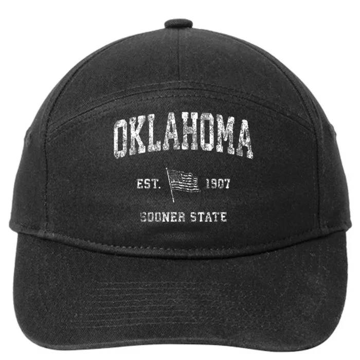 Oklahoma Vintage Us Flag Sports 7-Panel Snapback Hat