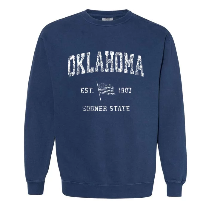 Oklahoma Vintage Us Flag Sports Garment-Dyed Sweatshirt