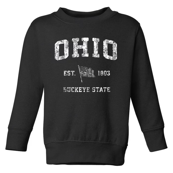 Ohio Vintage Us Flag Sports Design Toddler Sweatshirt