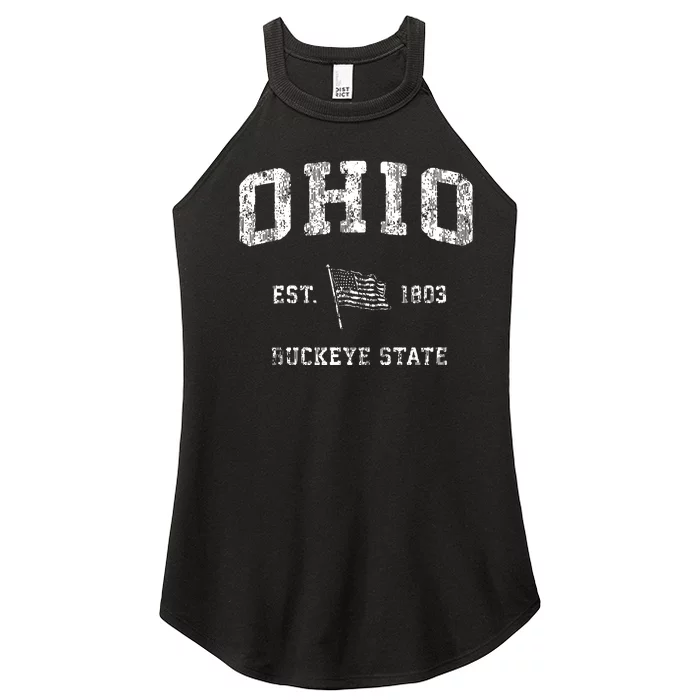 Ohio Vintage Us Flag Sports Design Women’s Perfect Tri Rocker Tank