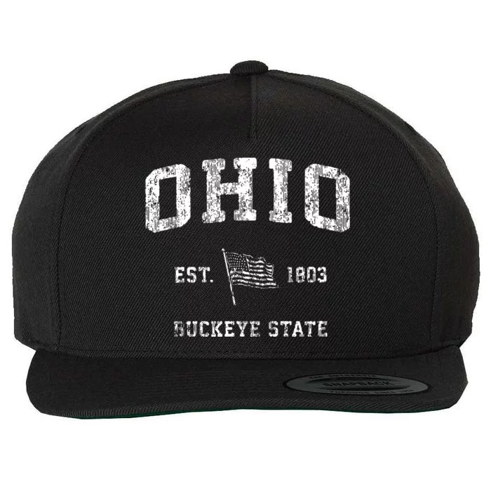 Ohio Vintage Us Flag Sports Design Wool Snapback Cap