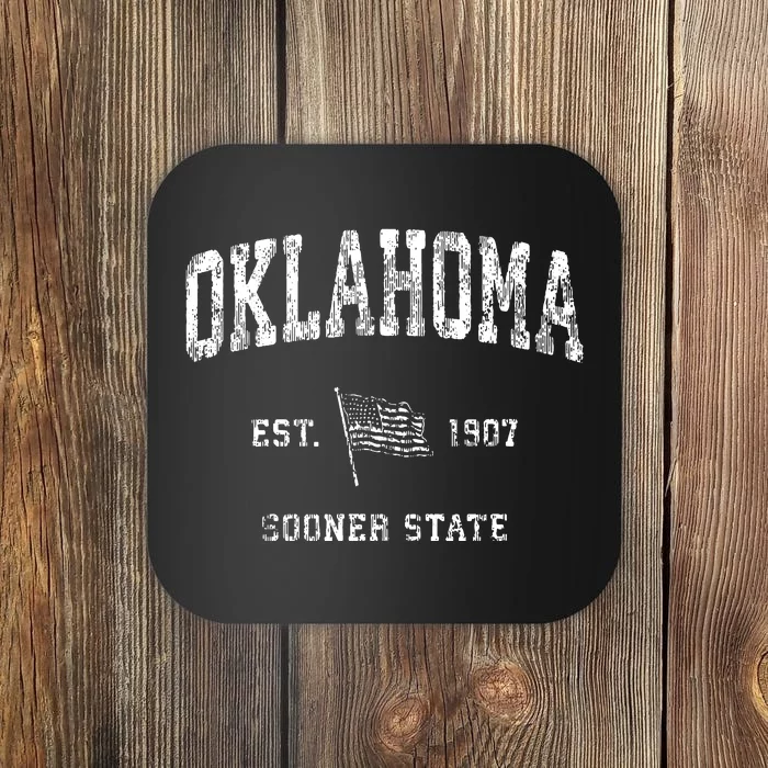 Oklahoma Vintage Us Flag Sports Design Coaster