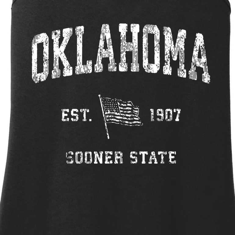 Oklahoma Vintage Us Flag Sports Design Ladies Essential Tank