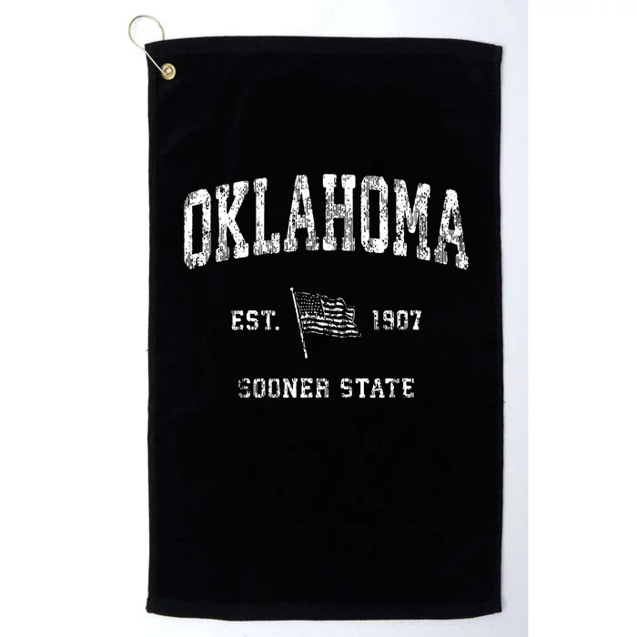 Oklahoma Vintage Us Flag Sports Design Platinum Collection Golf Towel