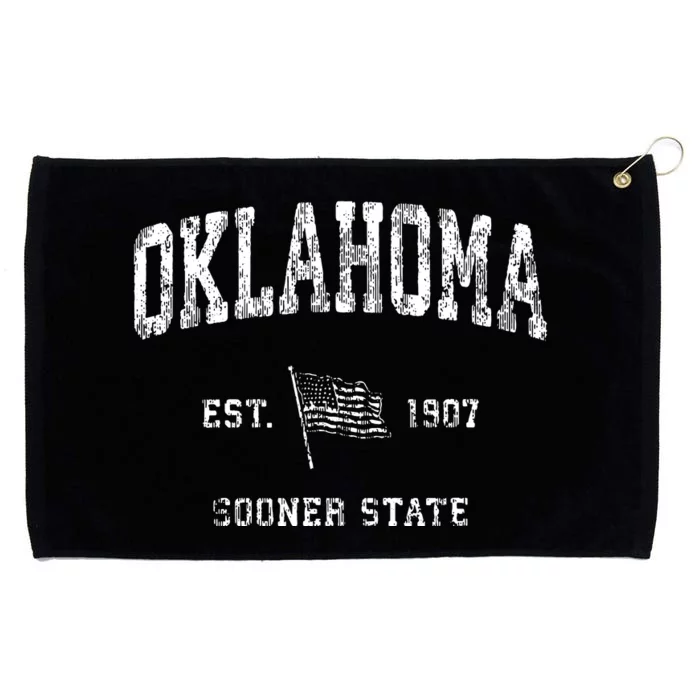 Oklahoma Vintage Us Flag Sports Design Grommeted Golf Towel