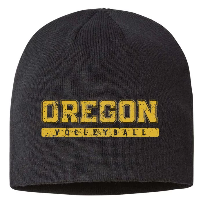 Oregon Volleyball Yellow Vintage Text 8 1/2in Sustainable Knit Beanie