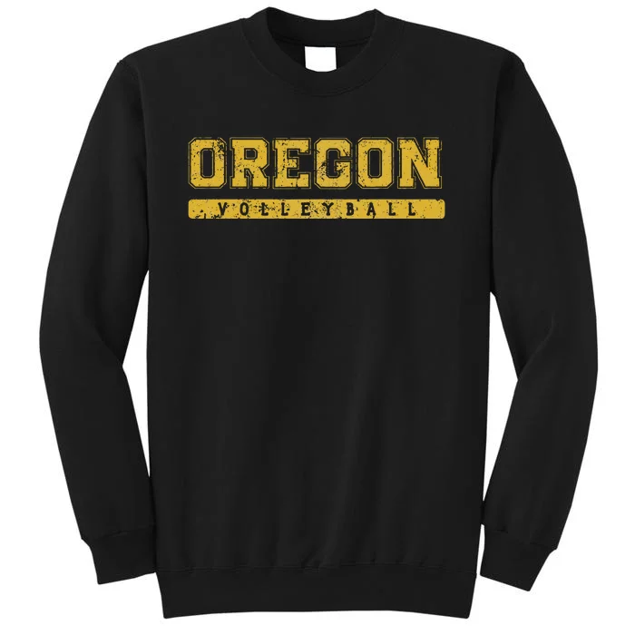 Oregon Volleyball Yellow Vintage Text Tall Sweatshirt