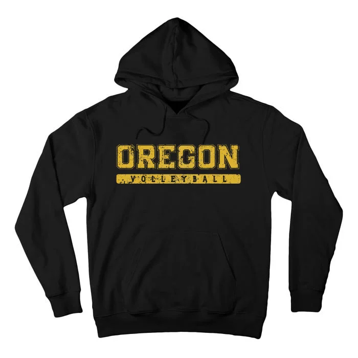 Oregon Volleyball Yellow Vintage Text Tall Hoodie