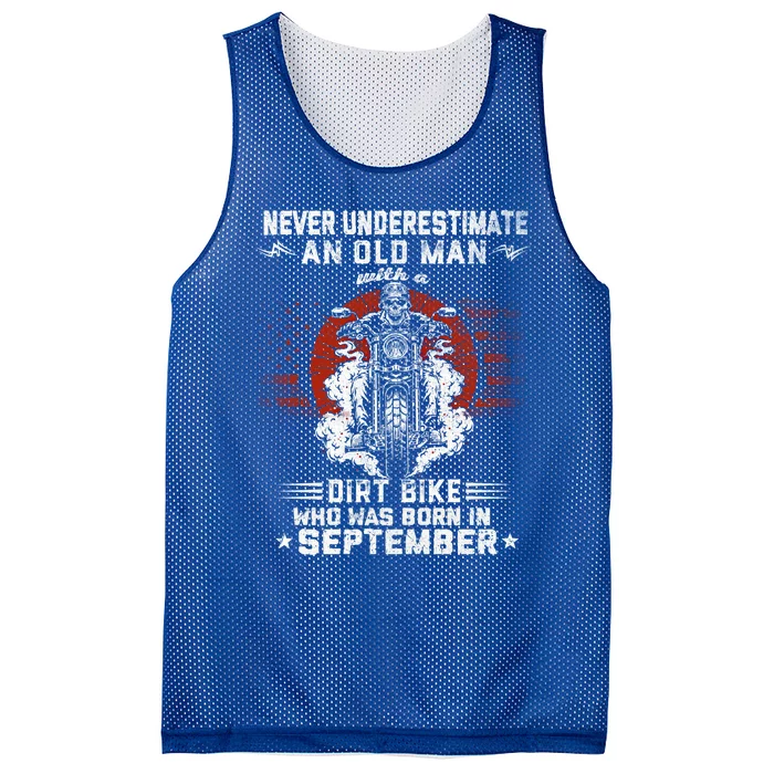 Old With A Dirt Bike Who Was Born In September Biker Gift Mesh Reversible Basketball Jersey Tank