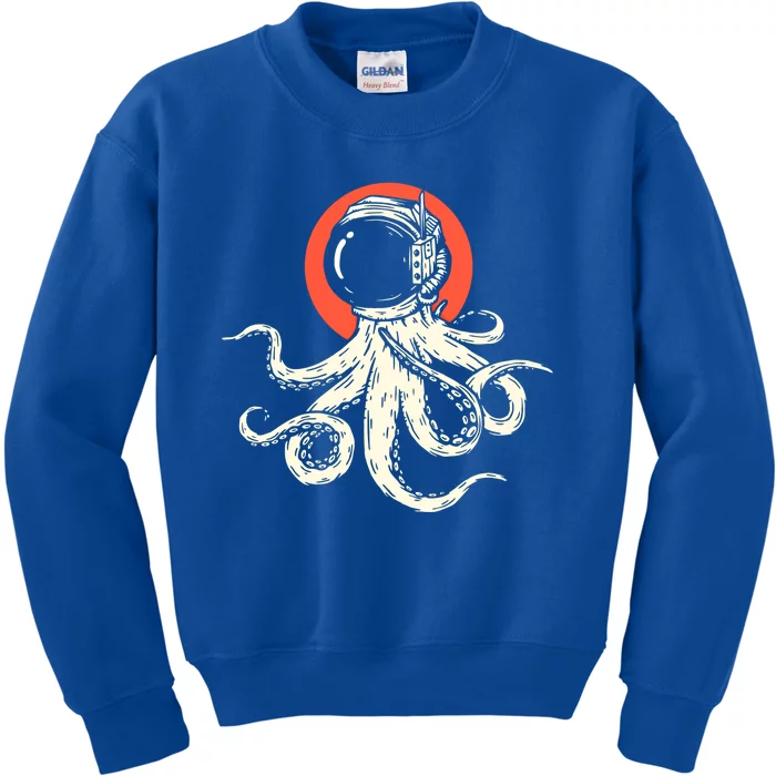 Octopus With Astronaut Helmet Illustration Graphic Cool Gift Kids Sweatshirt