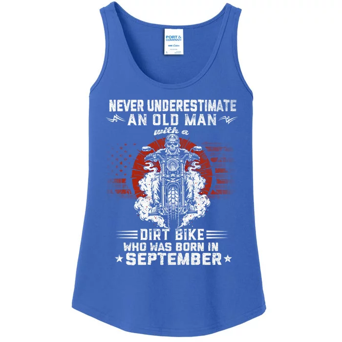 Old With A Dirt Bike Who Was Born In September Biker Gift Ladies Essential Tank