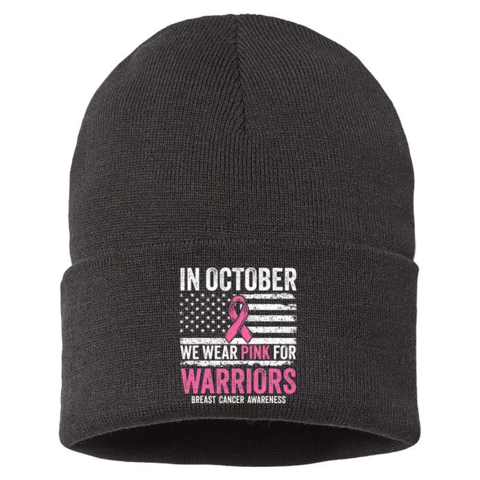 October Warrior Breast Cancer Awareness Support Sustainable Knit Beanie