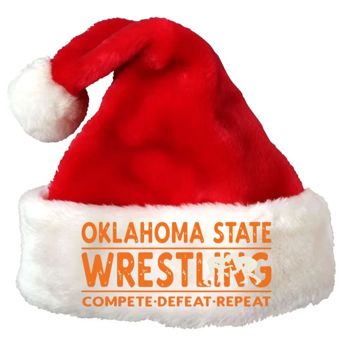 Oklahoma Wrestling Compete Defeat Repeat Premium Christmas Santa Hat