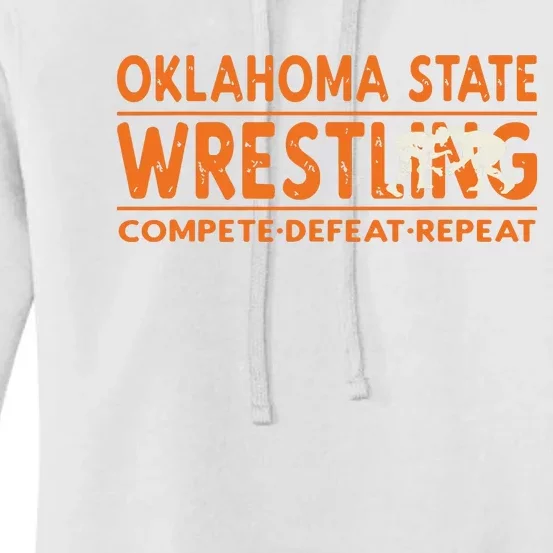 Oklahoma Wrestling Compete Defeat Repeat Women's Pullover Hoodie