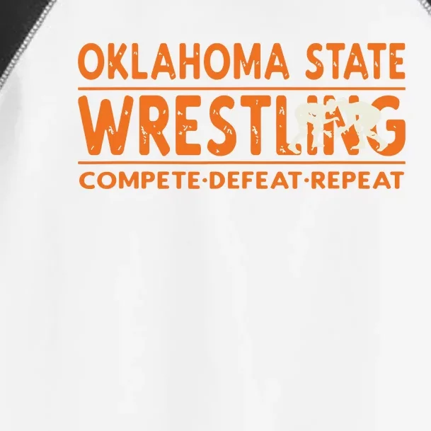 Oklahoma Wrestling Compete Defeat Repeat Toddler Fine Jersey T-Shirt