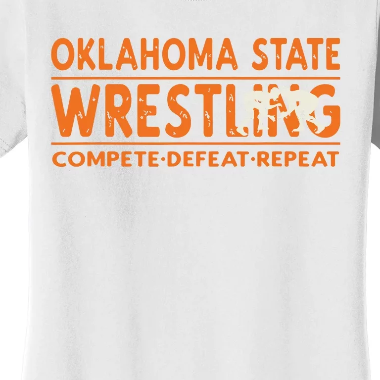 Oklahoma Wrestling Compete Defeat Repeat Women's T-Shirt