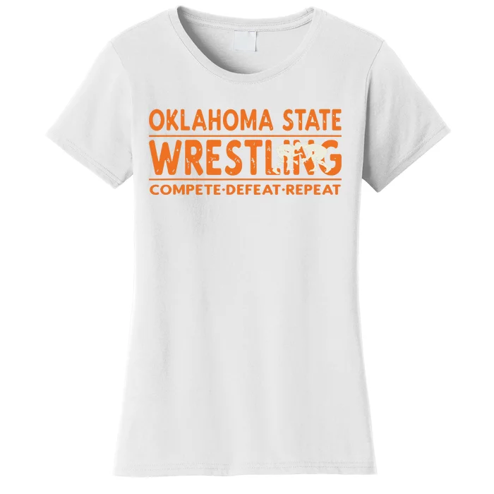 Oklahoma Wrestling Compete Defeat Repeat Women's T-Shirt