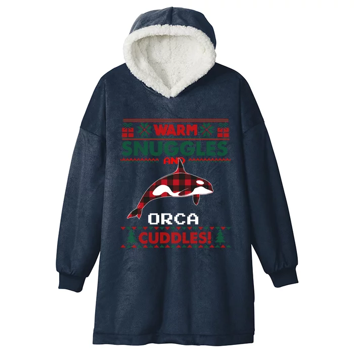 Orca Whale Christmas Pajama Cool Gift Ugly Christmas Sweater Cute Gift Hooded Wearable Blanket