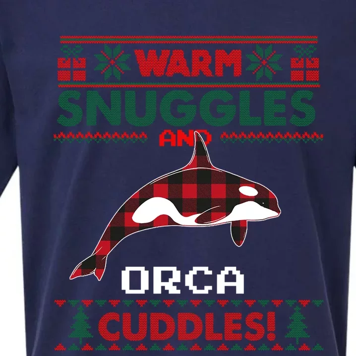 Orca Whale Christmas Pajama Cool Gift Ugly Christmas Sweater Cute Gift Sueded Cloud Jersey T-Shirt