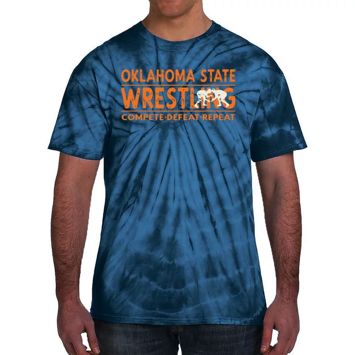 Oklahoma Wrestling Compete Defeat Repeat Tie-Dye T-Shirt