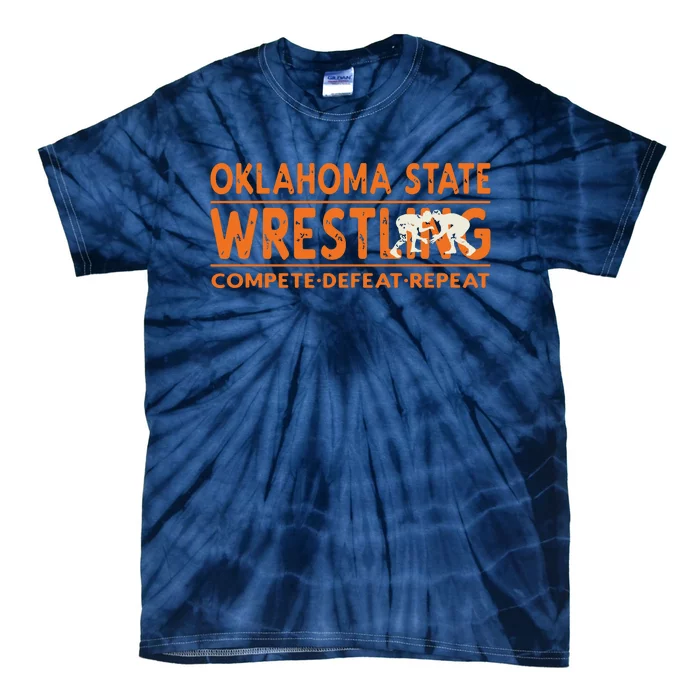 Oklahoma Wrestling Compete Defeat Repeat Tie-Dye T-Shirt