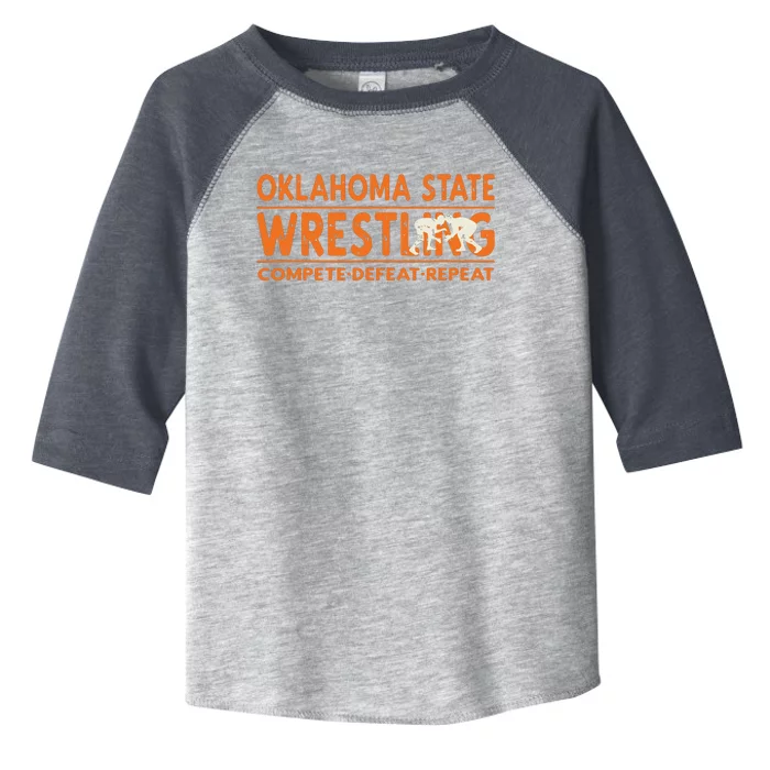 Oklahoma Wrestling Compete Defeat Repeat Toddler Fine Jersey T-Shirt