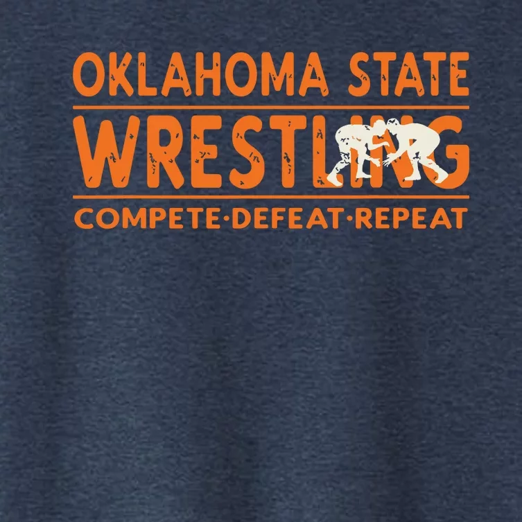 Oklahoma Wrestling Compete Defeat Repeat Women's Crop Top Tee