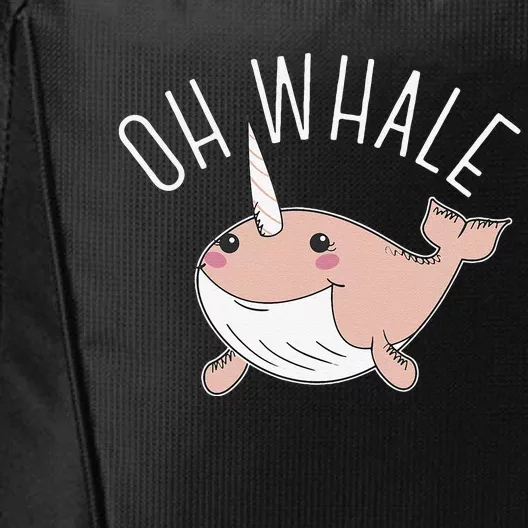 Oh Whale Cute Peach Narwhal Pun Graphic City Backpack