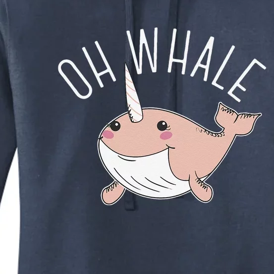 Oh Whale Cute Peach Narwhal Pun Graphic Women's Pullover Hoodie