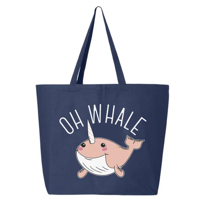 Oh Whale Cute Peach Narwhal Pun Graphic 25L Jumbo Tote