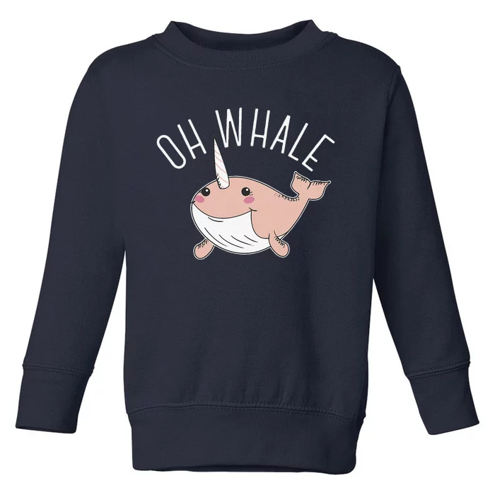 Oh Whale Cute Peach Narwhal Pun Graphic Toddler Sweatshirt