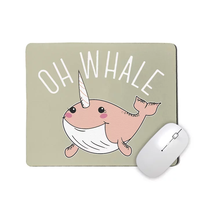 Oh Whale Cute Peach Narwhal Pun Graphic Mousepad