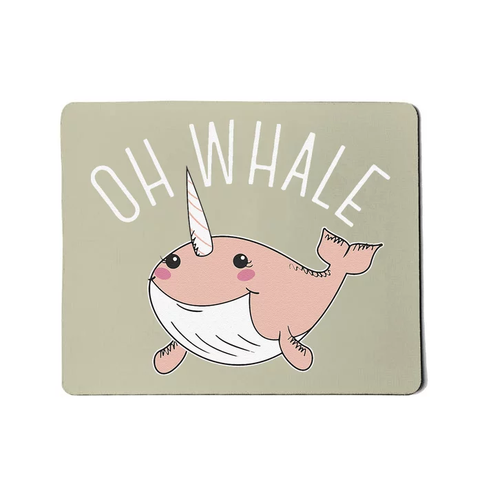 Oh Whale Cute Peach Narwhal Pun Graphic Mousepad