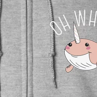 Oh Whale Cute Peach Narwhal Pun Graphic Full Zip Hoodie