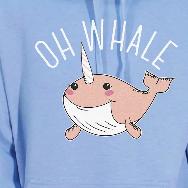 Oh Whale Cute Peach Narwhal Pun Graphic Unisex Surf Hoodie