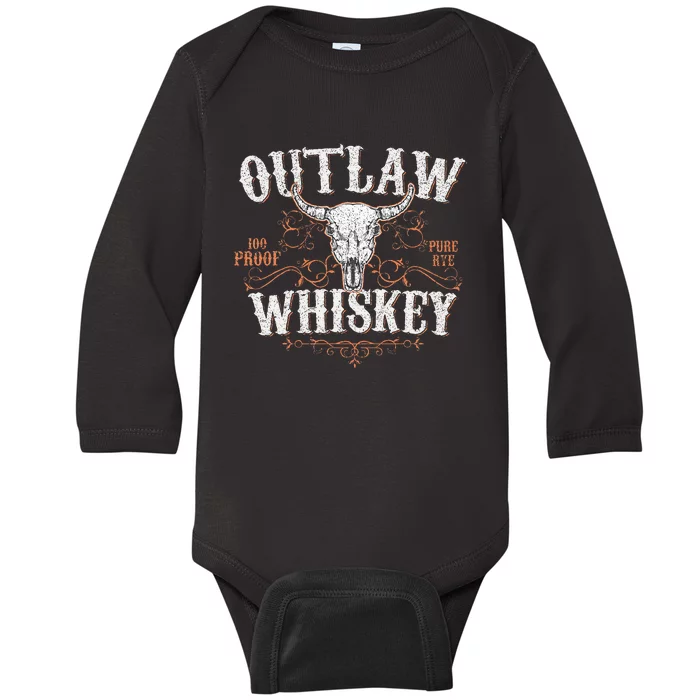 Outlaw Whiskey Country Vintage Baby Long Sleeve Bodysuit