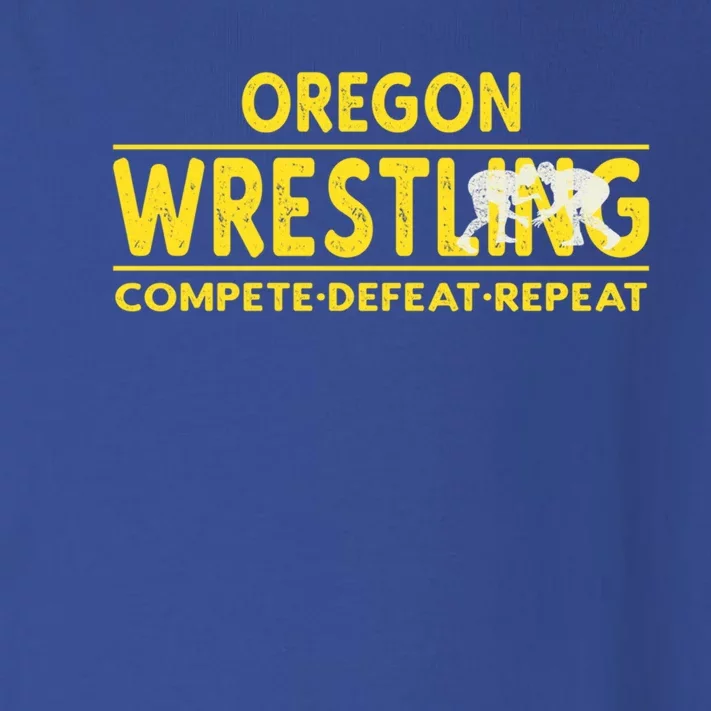 Oregon Wrestling Compete Defeat Repeat Gift Toddler Long Sleeve Shirt