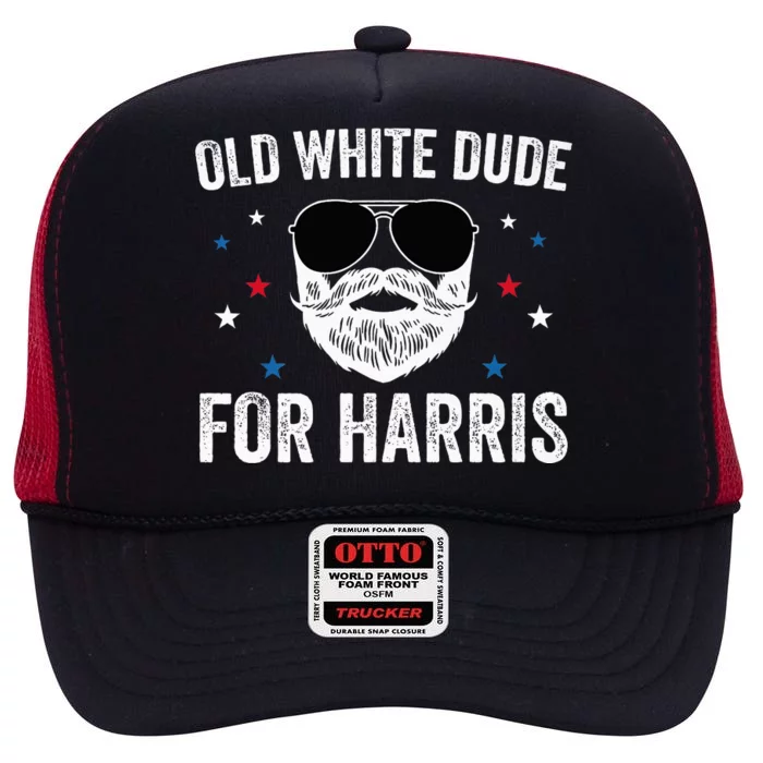 Old White Dude For Harris Comma La 2024 White Beard Premium High Crown Mesh Trucker Hat