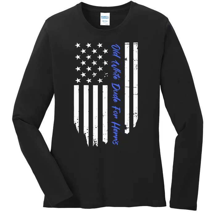 Old White Dude For Harris Kamala Harris 2024 Ladies Long Sleeve Shirt