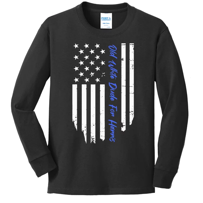 Old White Dude For Harris Kamala Harris 2024 Kids Long Sleeve Shirt