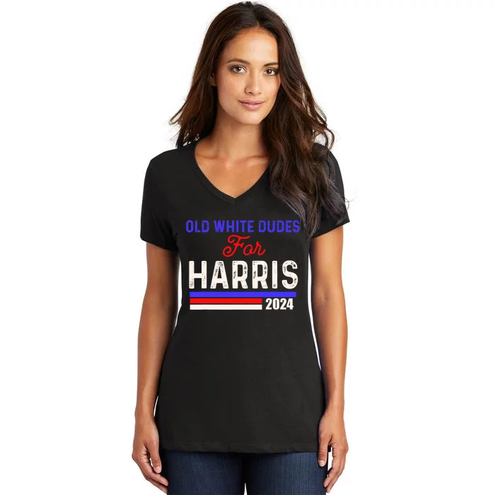 Old White Dude For Harris Women's V-Neck T-Shirt