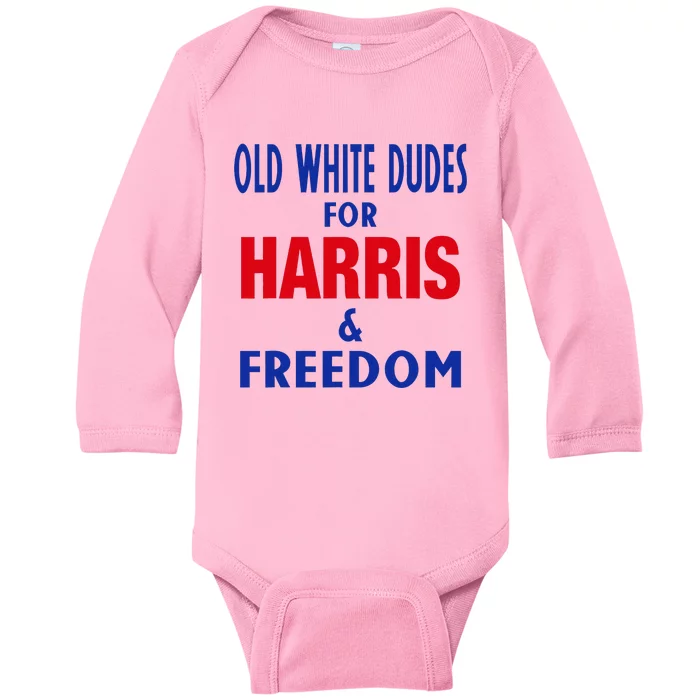 Old White Dudes For Harris And Freedom Vote President 2024 Baby Long Sleeve Bodysuit