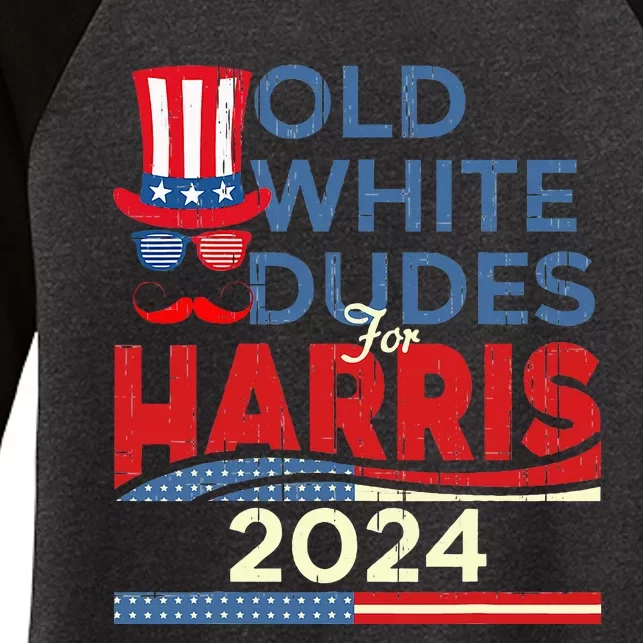 Old White Dude For Kamala Harris First Female President Women's Tri-Blend 3/4-Sleeve Raglan Shirt